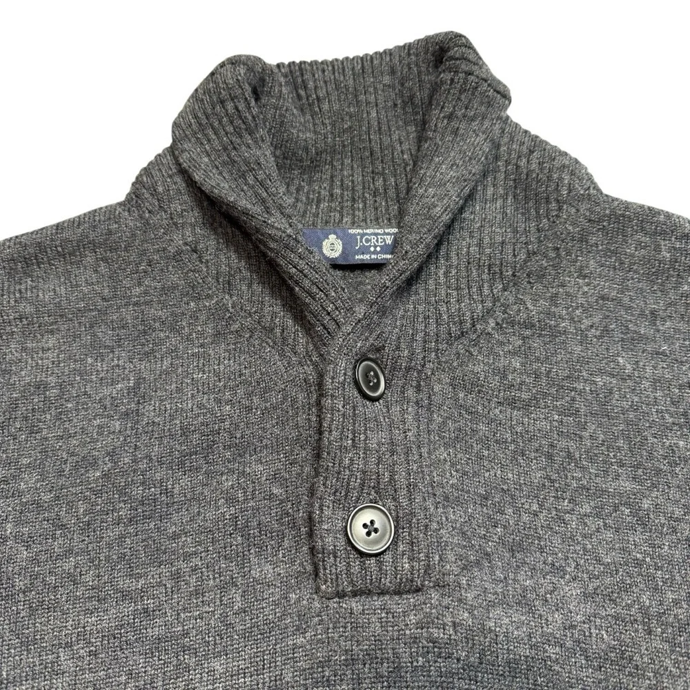 J.Crew Shawl Collar 100% Merino Wool Grey Sweater Size M